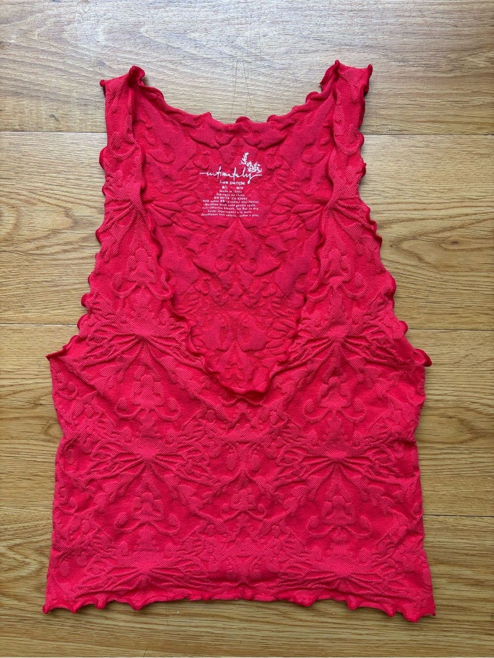 Intimately Free People Textured Tank Cami Crop Top M/L Red Summer Beach